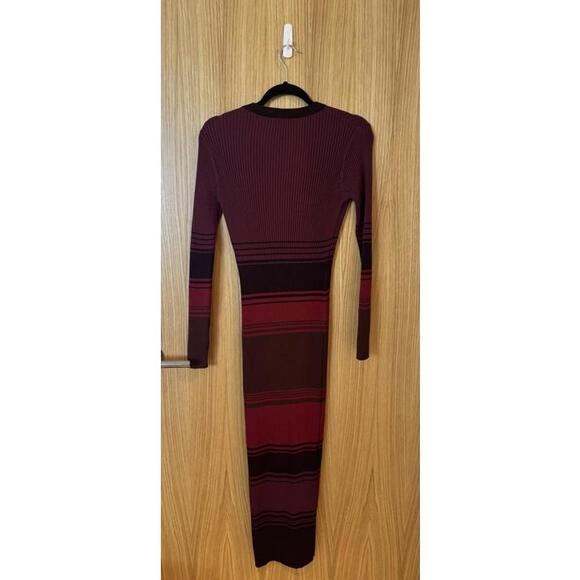 Staud Shoko Rib-Knit Striped Sweater Dress Burgundy Purple Small - Picture 4 of 7